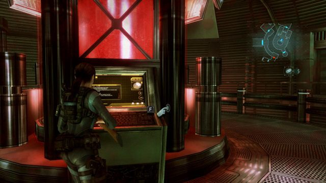 Żeby rozpocząć proces neutralizacji wirusa, musisz wprowadzić zdobyte dane do stojącej na środku maszyny - Bez wyjścia - cześć II | Epizod 9 | Resident Evil Revelations - Resident Evil: Revelations - poradnik do gry