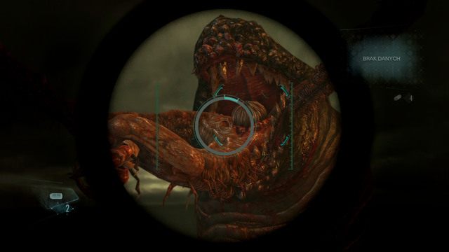 Pod sam koniec starcia bohater chwyci wyrzutnie rakiet, a twoim zadaniem będzie przytrzymanie celownika na paszczy stwora i wciśniecie przycisku akcji, gdy pojawi się odpowiednia komenda - Objawienia - część I | Epizod 11 | Resident Evil Revelations - Resident Evil: Revelations - poradnik do gry