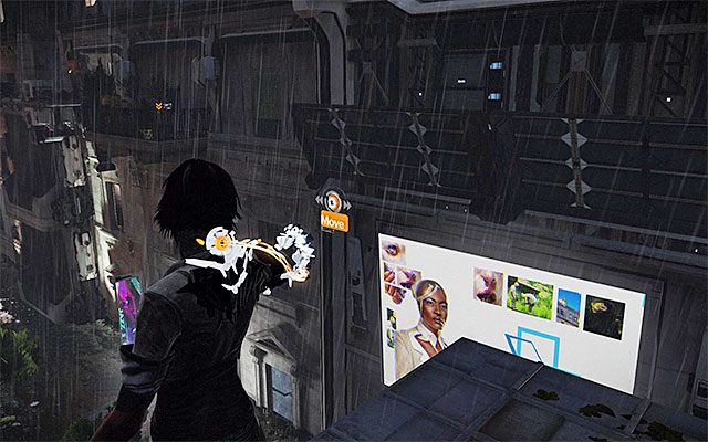 Przejdź na drugi koniec dachu, załącz tryb celowania i wyceluj w panele słoneczne (Solar Panel) - Przeprawa przez zalaną dzielnicę | Epizod 5 w Remember Me - Remember Me - poradnik do gry