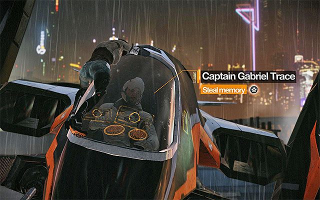 Wyczekuj momentu wyświetlenia przez grę informacji o możliwości dokonania kradzieży wspomnień kapitana Tracea (powyższy screen) i szybko wciśnij klawisz/przycisk interakcji żeby tego dokonać (nie możesz się tu ociągać, bo w przeciwnym wypadku Nilin zostanie zrzucona z myśliwca i zginie) - Dokonanie kradzieży wspomnień kapitana Tracea | Epizod 5 w Remember Me - Remember Me - poradnik do gry