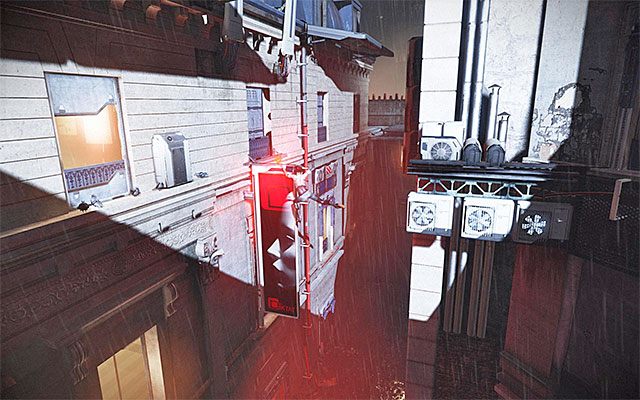 Zacznij przesuwać się po krawędzi, wykonując po dotarciu do narożnika skok w stronę zlokalizowanego po lewej stronie neonu - Dotarcie do głównej siedziby Memorize | Epizod 5 w Remember Me - Remember Me - poradnik do gry