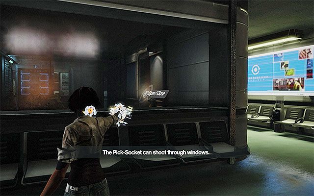 Zniszcz pasożyta i wyjdź ze składziku, przy czym pozostań w tym miejscu i użyj elektronicznego wytrycha (Pick-Socket) do wyssania energii z tutejszego panelu sterowania (screen 1) - Dotarcie do miejsca więzienia zaprzyjaźnionego łowcy | Epizod 6 w Remember Me - Remember Me - poradnik do gry