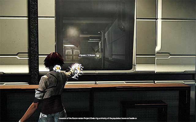 Powróć do głównego pomieszczenia i ustaw się przy pokazanej na dołączonym screenie okiennicy, wysyłając wiązkę energii w stronę widocznego w oddali panelu drzwi - Dotarcie do miejsca więzienia zaprzyjaźnionego łowcy | Epizod 6 w Remember Me - Remember Me - poradnik do gry