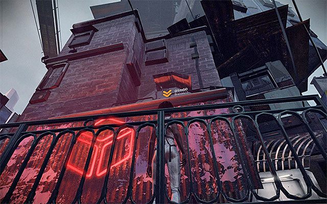 Odwróć się i podejdź do miejsca, w którym nad Nilin zauważysz nową interaktywną krawędź - Dotarcie w okolice baru Tommyego (część 1) | Epizod 1 w Remember Me - Remember Me - poradnik do gry