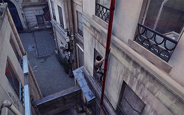 Przeskocz nad murkiem, dzięki czemu powrócisz na dziedziniec, na którym stoczyłeś bitwę ze stróżami prawa - Dotarcie do rotundy świętego Michała | Epizod 2 w Remember Me - Remember Me - poradnik do gry