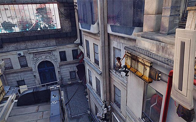 Po dotarciu do górnej części rynny doskocz do zlokalizowanej po lewej stronie niewielkiej krawędzi - Dotarcie do rotundy świętego Michała | Epizod 2 w Remember Me - Remember Me - poradnik do gry