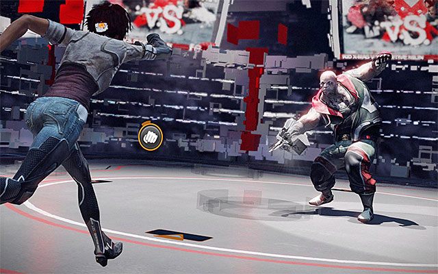 Wciśnij klawisz/przycisk interakcji i przygotuj się do rozegrania scenki QTE polegającej na wciskaniu kolejnych klawiszy w odpowiednich momentach - Pojedynek z bossem - Kid X-Mas | Epizod 2 w Remember Me - Remember Me - poradnik do gry