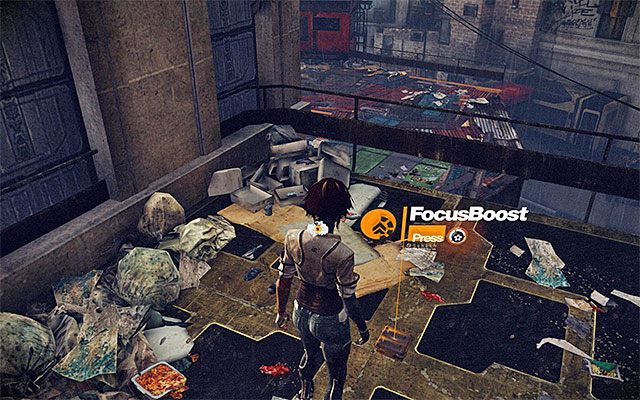 Po dotarciu do końcowej części krawędzi odchyl główną bohaterkę do tyłu i zdecyduj się na wykonanie nowego skoku - Przeprawa przez drugą część slumsów | Epizod 3 w Remember Me - Remember Me - poradnik do gry