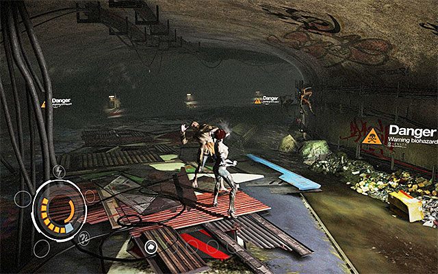 Po dotarciu do dużej dziury wykonaj skok w stronę zlokalizowanej na wprost od Nilin interaktywnej krawędzi - Odnalezienie Johnnyego Greenteetha | Epizod 3 w Remember Me - Remember Me - poradnik do gry