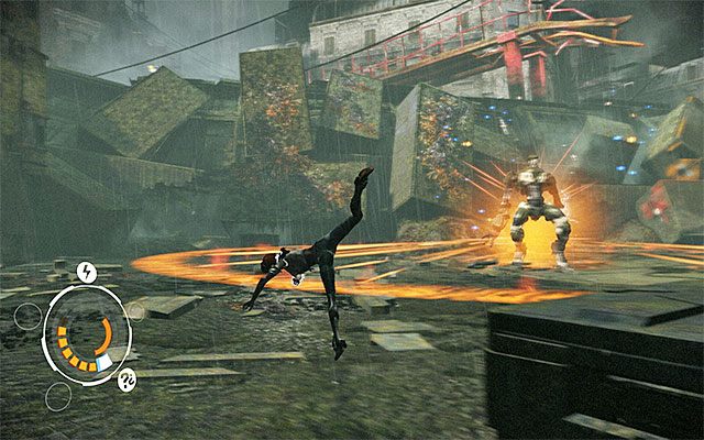 Wraz z awansowaniem do ostatniej trzeciej części pojedynku boss zacznie stosować ataki polegające na wyzwalaniu skumulowanej energii - Pojedynek z bossem - AV-78 Zorn | Epizod 3 w Remember Me - Remember Me - poradnik do gry