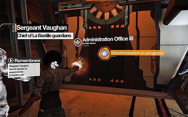 Wyjdź z koszar i podejdź do zlokalizowanego w pobliżu punktu wyświetlenia wirtualnej projekcji - Przeprawa przez drugą część więzienia | Epizod 4 w Remember Me - Remember Me - poradnik do gry