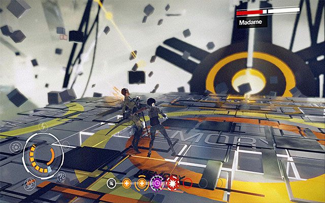 Po tym jak zidentyfikujesz Madame zajmij się oczywiście jej atakowaniem i tak jak wcześniej próbuj wyprowadzać najlepsze dostępne ataki - Pojedynek z bossem - Madame | Epizod 4 w Remember Me - Remember Me - poradnik do gry