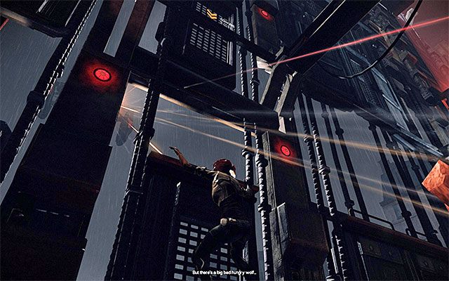 Podbiegnij do opuszczonej przed chwilą zasłony i złap się tutejszej krawędzi - Ucieczka przed myśliwcem kapitana Tracea | Epizod 5 w Remember Me - Remember Me - poradnik do gry