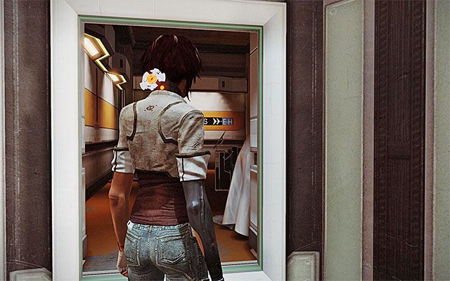 Wyjdź z celi, pobierz energię z panelu sterowania i przeskocz nad balustradą żeby powrócić na dół - Pościg za celą z więzionym łowcą | Epizod 6 w Remember Me - Remember Me - poradnik do gry