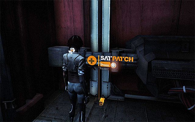 Zbliż się do krawędzi i wykonaj dłuższy skok w stronę zlokalizowanej po prawej stronie niżej położonej półki - Pościg za celą z więzionym łowcą | Epizod 6 w Remember Me - Remember Me - poradnik do gry