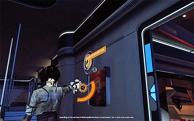 Tuż po wejściu do nowego pomieszczenia obróć się w prawo i namierz pokazany na powyższym screenie interatkwyny obiekt - Wytropienie kapitana Tracea | Epizod 7 w Remember Me - Remember Me - poradnik do gry