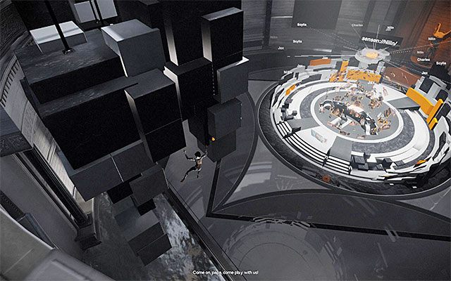 Doskocz do prawej krawędzi i przesuń się w prawo, mijając po drodze narożnik - Dotarcie do miejsca pobytu Charlesa Cartiera-Wellsa | Epizod 8 w Remember Me - Remember Me - poradnik do gry