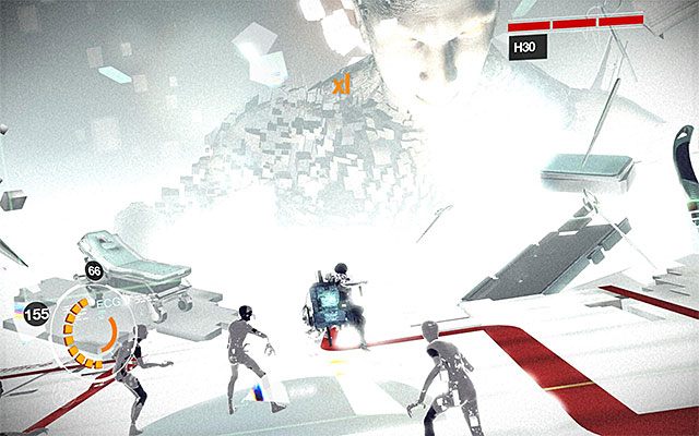 Po tym jak odblokowane zostaną specjalne akcje załącz Furię Sensen (Sensen Fury) i przystąp do atakowania znajdującego się na arenie czarnego sześcianu pamięci (Memory Cube) - Pojedynek z bossem - H3O - pierwsza część | Epizod 8 w Remember Me - Remember Me - poradnik do gry