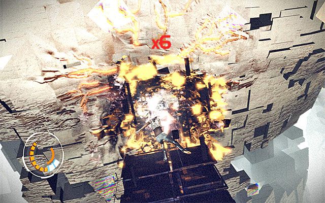 Zniszczenie osłabionego punktu doprowadzi do wyświetlenia efektownej cut-scenki, w trakcie której Nilin zbliży się do H3O - Pojedynek z bossem - H3O - pierwsza część | Epizod 8 w Remember Me - Remember Me - poradnik do gry