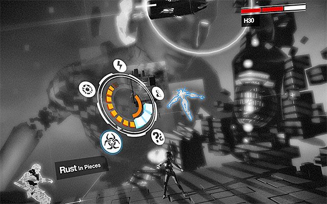 Po zgromadzeniu dostatecznej ilości skupienia odpal specjalny ruch Rdzewiej w szczątkach (Rust In Pieces), wycelowując go oczywiście w wirtualnego robota Seraphim i czyniąc go sojusznikiem Nilin - Pojedynek z bossem - H3O - druga część | Epizod 8 w Remember Me - Remember Me - poradnik do gry