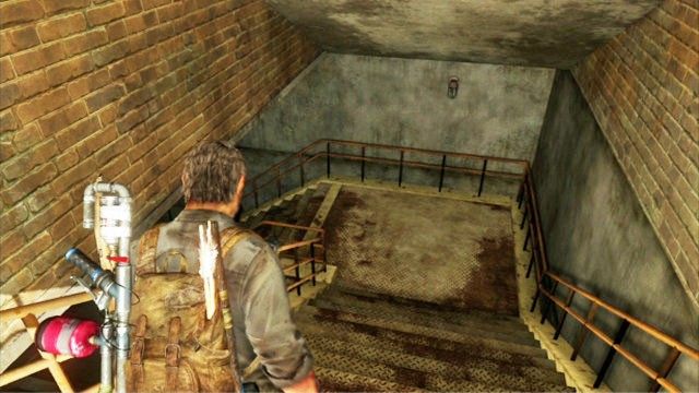 Gdy skończysz razem z Ellie obserwować żyrafy, przejdź przez pobliskie drzwi i zbiegnij schodami na dół - Zajezdnia | Komiksy w The Last of Us - The Last of Us - poradnik do gry