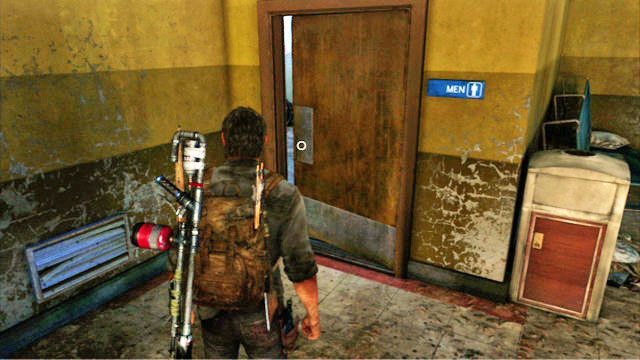 Dotrzesz w ten sposób do dużego pomieszczenia, w którym z prawej strony będzie męska toaleta - Zajezdnia | Komiksy w The Last of Us - The Last of Us - poradnik do gry