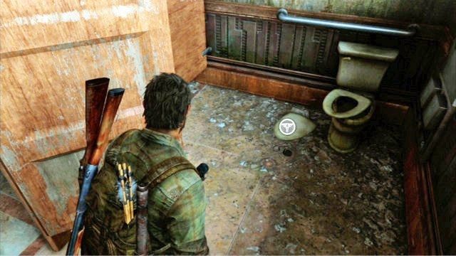 Idąc korytarzem na dole, będziesz mijał dwie toalety - Hotelowy hol (Pittsburgh) | Artefakty i nieśmiertelniki w The Last of Us - The Last of Us - poradnik do gry