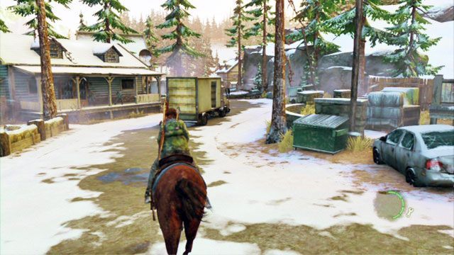 Po zakończeniu filmiku jedź jak najszybciej przed siebie, unikając atakujących bandytów - Polowanie | Kurort nad jeziorem | Solucja The Last of Us - The Last of Us - poradnik do gry