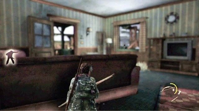 Przeszukując wszystkie pomieszczeni dojdziesz do wyjścia, gdzie usłyszysz głosy bandytów - Polowanie | Kurort nad jeziorem | Solucja The Last of Us - The Last of Us - poradnik do gry