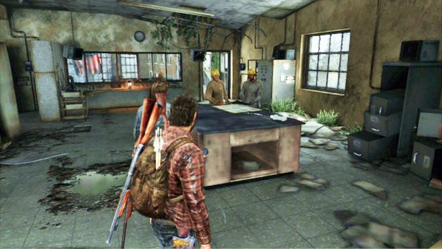 Podczas oprowadzania po elektrowni, Tommy przedstawi ci dwóch inżynierów pochylonych nad planami - Tama Tommyego | Podręczniki szkoleniowe i narzędzia w The Last of Us - The Last of Us - poradnik do gry