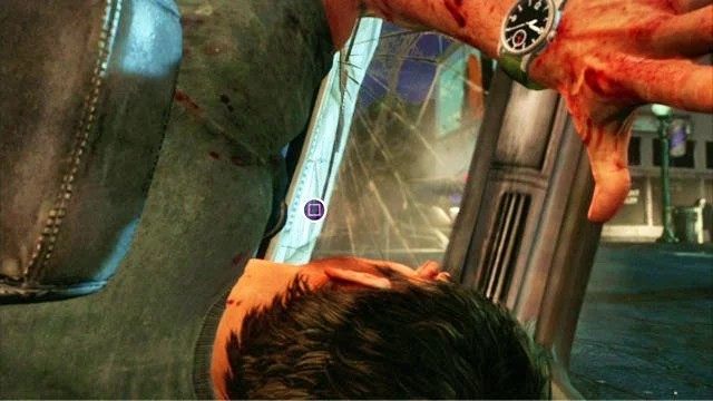 Gdy przejażdżka dobiegnie końca, wciskaj szybko kwadrat, aby rozbić szybę - Prolog | Prolog i Strefa kwarantanny | Solucja The Last of Us - The Last of Us - poradnik do gry