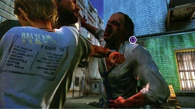 Gdy zostaniesz zaatakowany przez zombie, odepchnij go, jak najszybciej wciskając kwadrat - Prolog | Prolog i Strefa kwarantanny | Solucja The Last of Us - The Last of Us - poradnik do gry