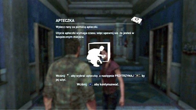 Po wejściu do stojącego nieopodal budynku otrzymasz od kobiety apteczkę, za pomocą której powinieneś opatrzyć swoje rany - 20 lat później | Prolog i Strefa kwarantanny | Solucja The Last of Us - The Last of Us - poradnik do gry