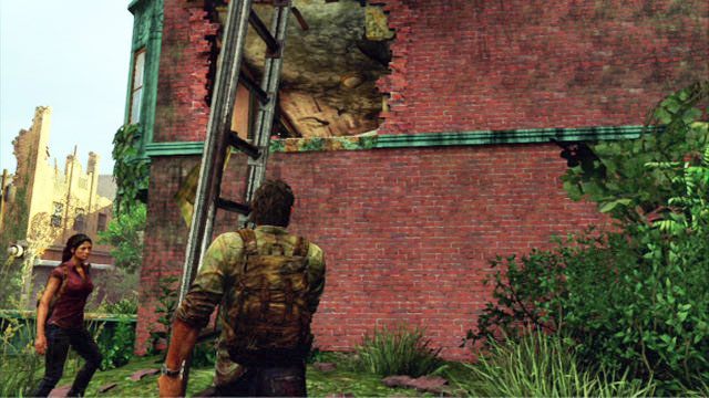 Podnieś przedmiot trójkątem, a następnie umieść go pod dziurą w ścianie, używając tego samego przycisku - Za murem (mapa) | Prolog i Strefa kwarantanny | Solucja The Last of Us - The Last of Us - poradnik do gry