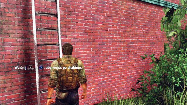 Aby wdrapać się na górę, musisz wcisnąć X i przechylić gałkę lewego analoga - Za murem (mapa) | Prolog i Strefa kwarantanny | Solucja The Last of Us - The Last of Us - poradnik do gry