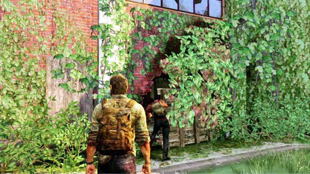 Kobieta zaprowadzi cię do zamaskowanego przejścia prowadzącego do wnętrza kolejnego budynku - Za murem (mapa) | Prolog i Strefa kwarantanny | Solucja The Last of Us - The Last of Us - poradnik do gry