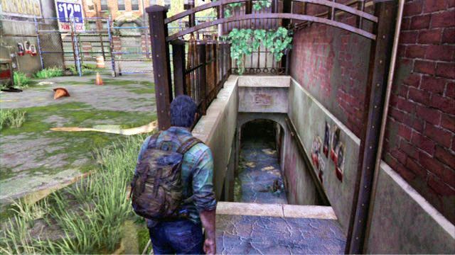 Następnie musisz skręcić w prawo i zejść po wąskich schodach - Ładunek (mapa) | Prolog i Strefa kwarantanny | Solucja The Last of Us - The Last of Us - poradnik do gry