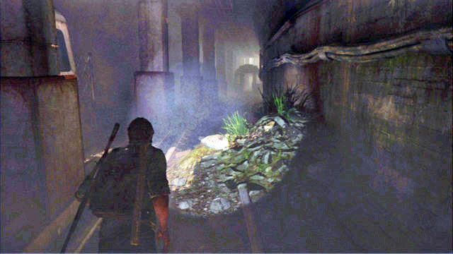 Gdy teren będzie czysty, biegnij dalej wzdłuż torów, przechodząc od czasu do czasu przez opuszczone wagony - Budynek ratusza (mapa) | Peryferia | Solucja The Last of Us - The Last of Us - poradnik do gry