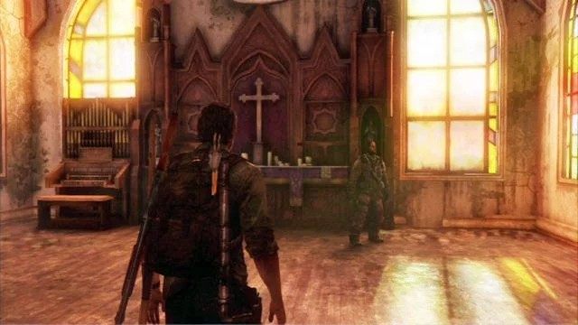 Gdy skończysz przeszukiwanie, wejdź za swoim towarzyszem na górę - Kryjówka | Miasteczko Billa | Solucja The Last of Us - The Last of Us - poradnik do gry