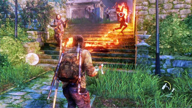 Zamiast tego spróbuj obiec jak najszybciej cały cmentarz i zbierz wszystkich wrogów w jednym wąskim przejściu - Cmentarz | Miasteczko Billa | Solucja The Last of Us - The Last of Us - poradnik do gry