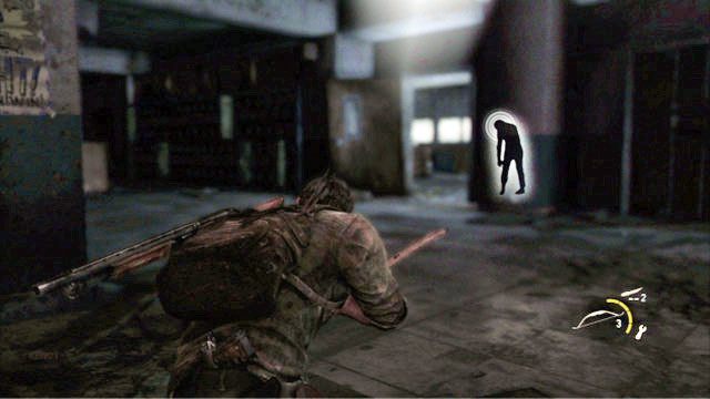 Po jego śmierci chwyć leżącą niedaleko cegłę - Ucieczka z budynku szkoły (mapa) | Miasteczko Billa | Solucja The Last of Us - The Last of Us - poradnik do gry