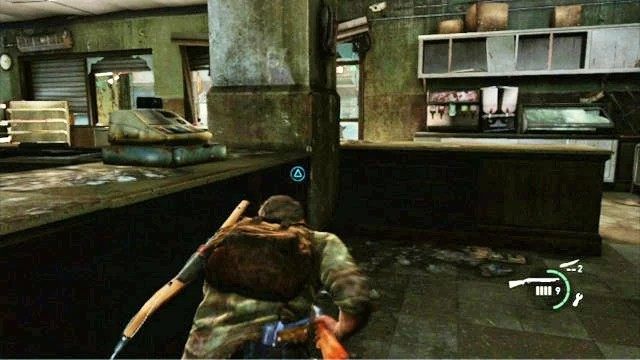 Na początku zastrzel z karabiny wroga przed tobą, a następnie kieruj się w prawo, zabijając nadbiegających bandytów - Samotna i porzucona (mapa) | Pittsburgh | Solucja The Last of Us - The Last of Us - poradnik do gry