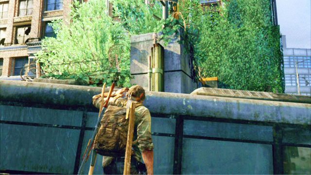 Gdy teren będzie czysty, wdrap się po samochodzie na autobus i przeskocz na drugą stronę ogrodzenia - Samotna i porzucona (mapa) | Pittsburgh | Solucja The Last of Us - The Last of Us - poradnik do gry