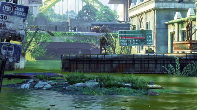 Ostateczne dotrzesz do małego zielonego jeziorka, gdzie rozpocznie się krótka animacja - Samotna i porzucona (mapa) | Pittsburgh | Solucja The Last of Us - The Last of Us - poradnik do gry
