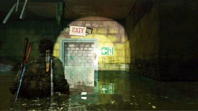 Idź tam cały czas prosto, aż do wyjścia prowadzącego na schody - Hotelowy hol (mapa) | Pittsburgh | Solucja The Last of Us - The Last of Us - poradnik do gry