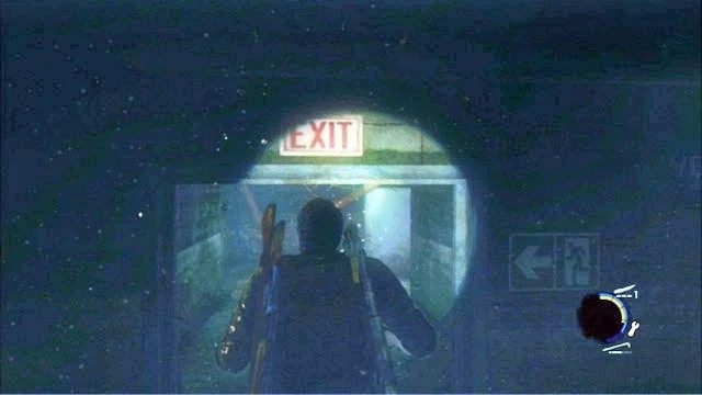 Wróć się wtedy do wody i płyń dalej pod powierzchnią, przez wyjście oznaczone znakiem EXIT - Hotelowy hol (mapa) | Pittsburgh | Solucja The Last of Us - The Last of Us - poradnik do gry