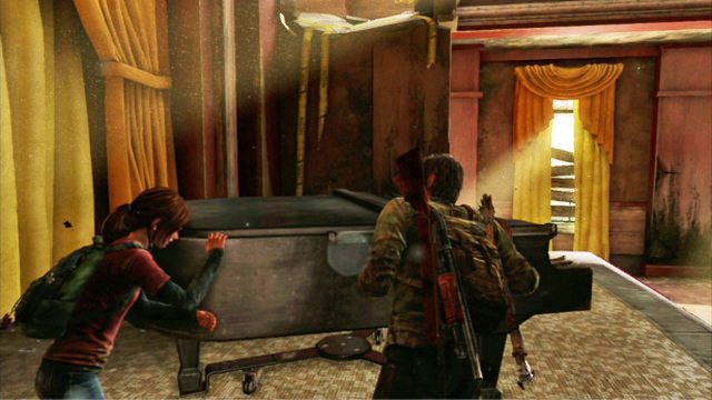 Instrument musisz przesunąć pod najbliższą ścianę i wdrapać się na górę - Hotelowy hol (mapa) | Pittsburgh | Solucja The Last of Us - The Last of Us - poradnik do gry