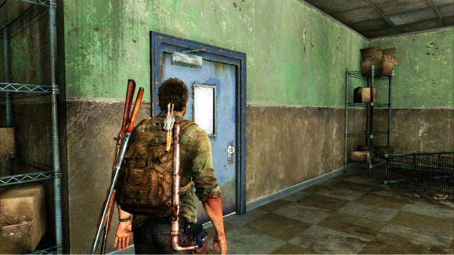 W środku znajdziesz sporo przedmiotów oraz drzwi, które da się otworzyć nożem - Dzielnica biznesowa | Pittsburgh | Solucja The Last of Us - The Last of Us - poradnik do gry