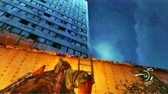 Możesz teraz podejść do urwanej drabiny zwisającej z ciężarówki i podsadzić na górę pozostałych - Ucieczka z miasta | Pittsburgh | Solucja The Last of Us - The Last of Us - poradnik do gry