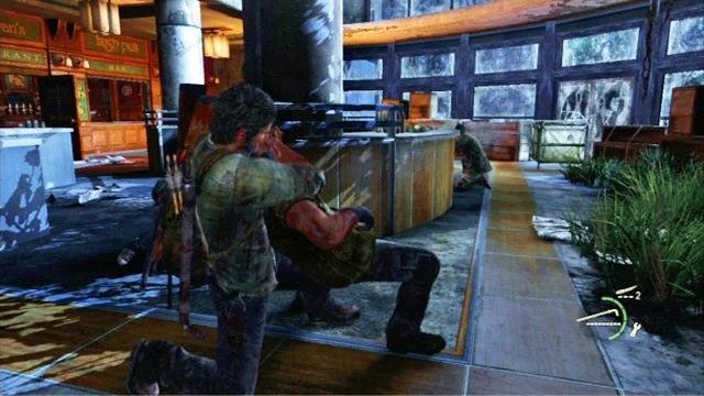 Dwaj następni czekają za ladą przy drzwiach frontowych - Ucieczka z miasta | Pittsburgh | Solucja The Last of Us - The Last of Us - poradnik do gry